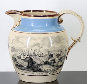 Staffordshire Historical Transferware Jug, Commemorating War of 1812 Naval Battles