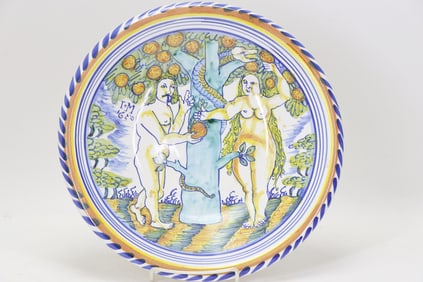 Michelle Erickson Majolica Charger, "Temptation of Adam and Eve"