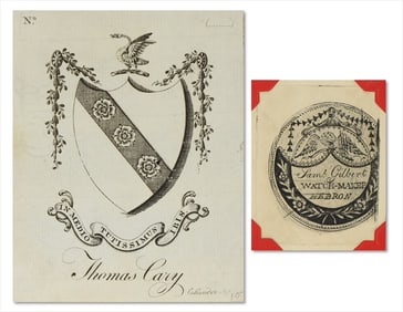 Thomas Cary Bookplate & Samuel Gilbert Watchpaper