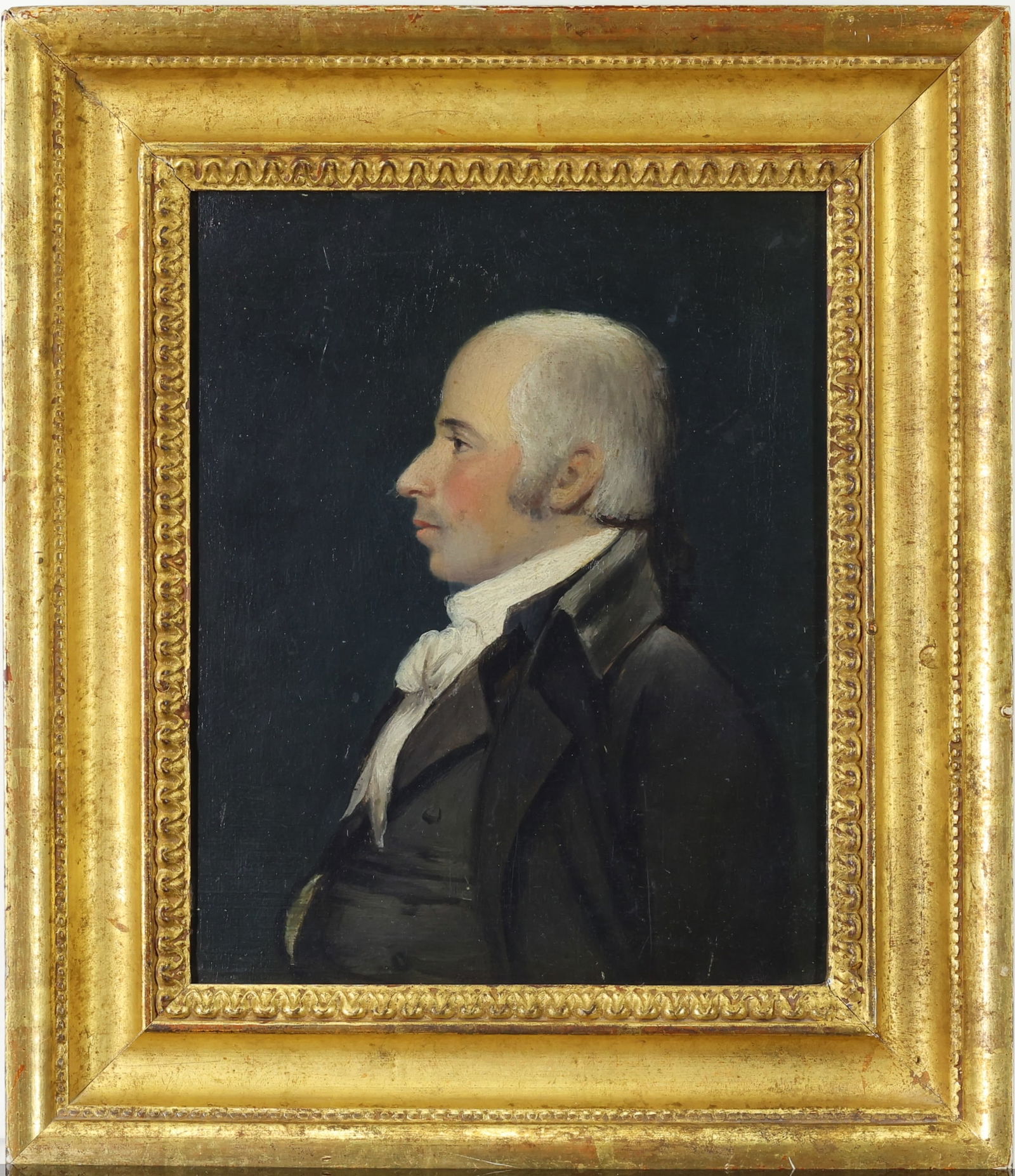 Attr. James Sharples (1825 - 1893): Oil on board, unsigned. Bust portrait of a gentleman. 9.25"h x 7.5"w and 12.5"h x 11" w framed