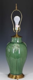 Green Glaze Earthenware Table Lamp