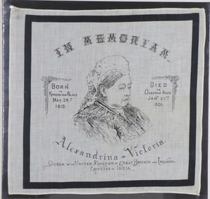 1901 Queen Victoria Memorial Printed Mourning Handkerchief