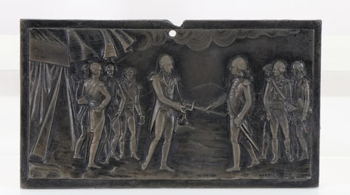 Berlin Iron Plaque Depicting Cornwallis Surrendering to George Washington