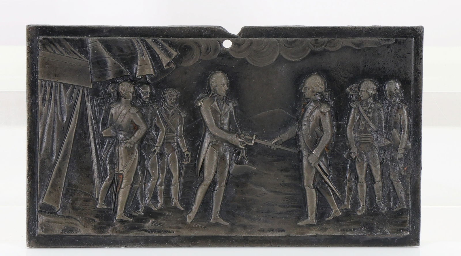 Berlin Iron Plaque Depicting Cornwallis Surrendering to George Washington (1 of 4)