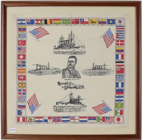 Theodore Roosevelt Holiday Handkerchief, early 20th c.