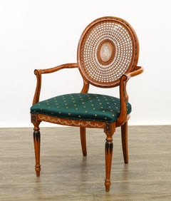 Hand Painted Cane Back Armchair