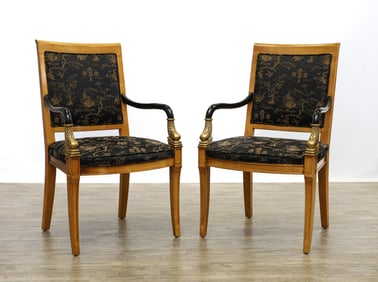 Swan Motif Open Arm Accent Chairs