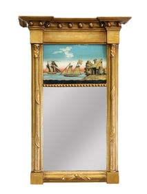 Federal Eglomise and Giltwood Mirror