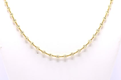 14k Yellow Gold Beaded Necklace
