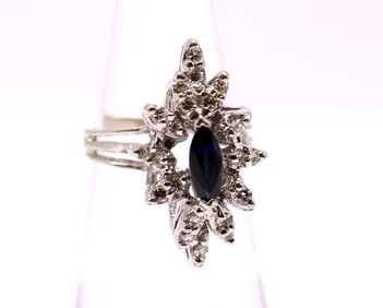 14k WG Diamond Sapphire RIng