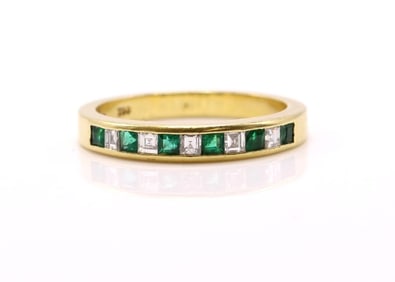 Tiffany & Co. 18kYG Diamond and Emerald RIng