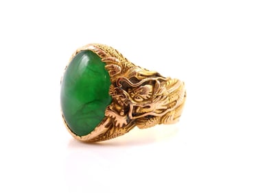 14k YG Jade Ring
