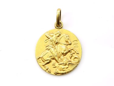 18k YG St. George Pendant