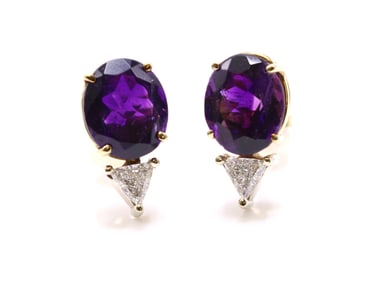 14k Amethyst Diamond Earrings