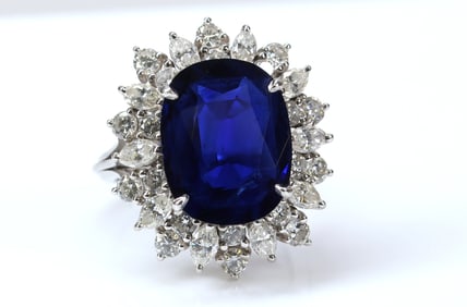 Platinum Sapphire Diamond Ring