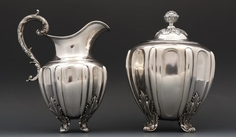 Robert and William Wilson Coin Silver Creamer and Sugar
