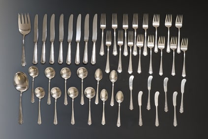 Amston "American Colonial" Sterling Silver Flatware Service for 7 With Extras