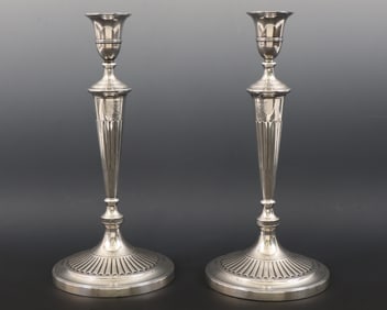 John Green Georgian British Sterling Silver Candlesticks