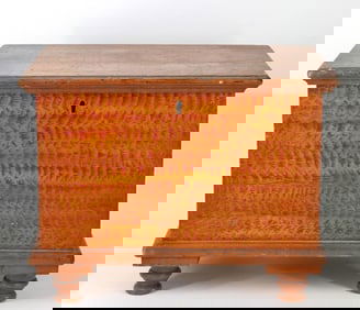 19th c. Miniature Hand Painted Blanket Chest