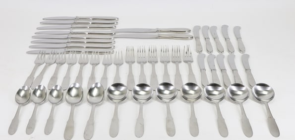 Georg Jensen "Mitra" Stainless Steel Flatware Service for 6 With Extras
