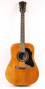 Hofner Acoustic Guitar: Hofner Acoustic Guitar, Germany, 1969. Laminated Spruce Top, Maple Back and Sides. Heavy Playing Wear and Finish Crazing. Needs Cleaning and Stringing. Barcus-Berry Pickup Added. Playable Condition. C