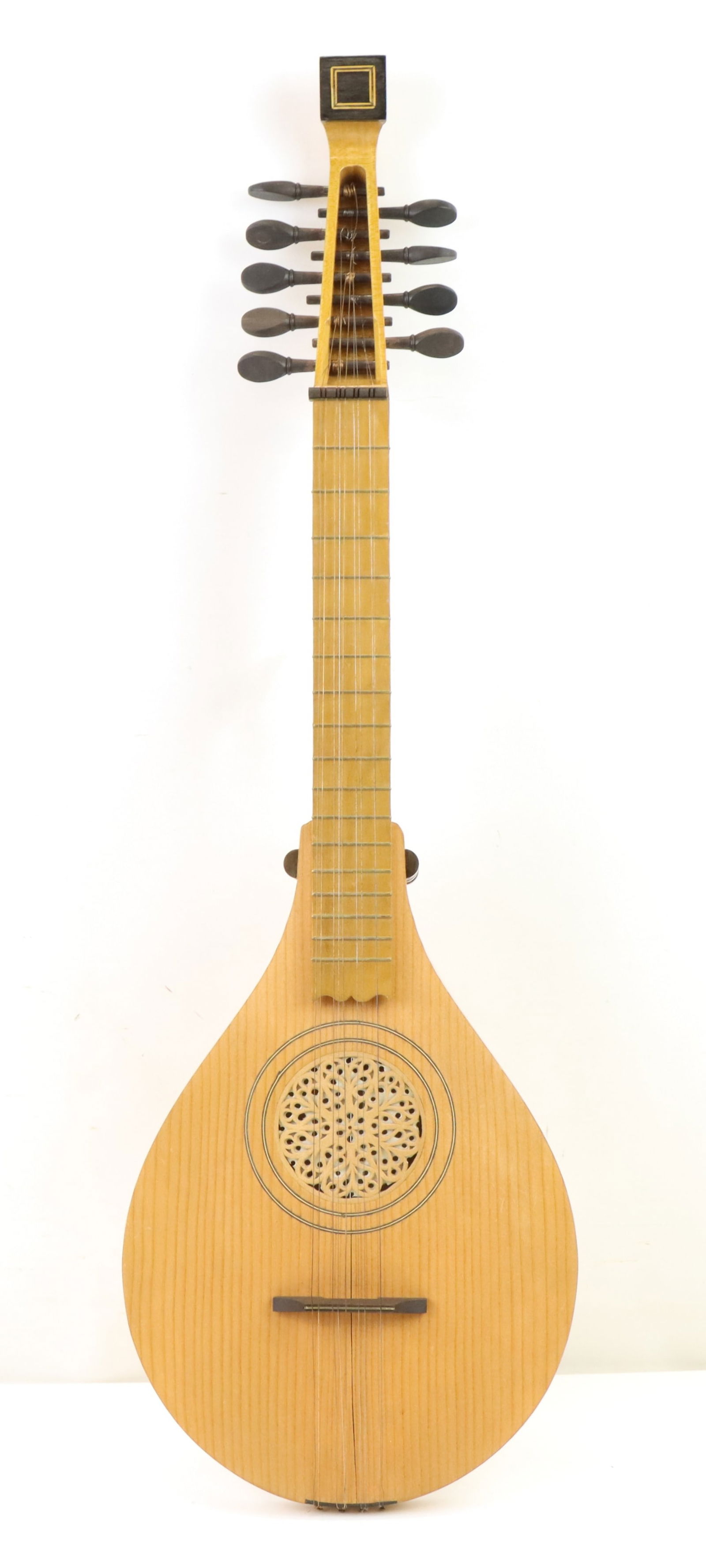 Wooden Lute with Carved Soundhole and Hard Case (1 of 17)