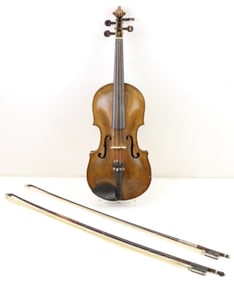 Full-Size Wooden Violin with Two Bows and Case