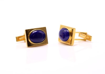 14k YG Lapis Lazuli Cufflinks