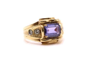 10k YG Tanzanite Diamond Ring