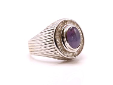 18k WG Star Sapphire Diamond Ring