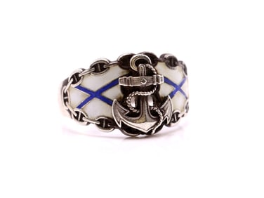 Russian .875 Silver Enamel Ring