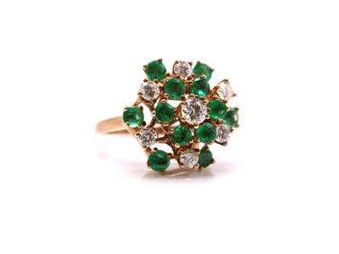 14k YG Diamond Emerald Ring