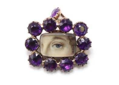 Georgian Lover's Eye Amethyst Brooch