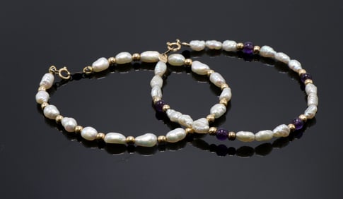 14k YG Pearl Bracelets