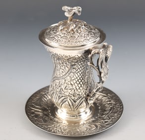 Egyptian Silver Cup and Saucer