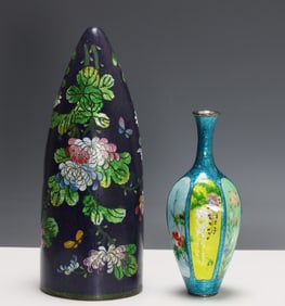 Japanese Ginbari Cloisonne Vase and Wall Pocket