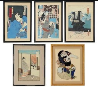 Japanese Ukiyo-e Woodblock Prints and Oshie Doll