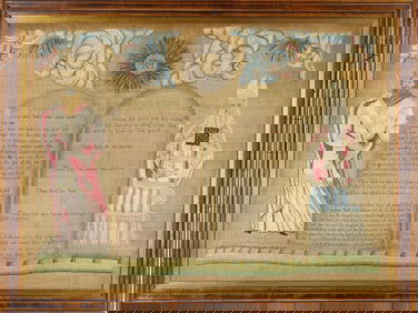 English Ten Commandments Sampler, 18th c.