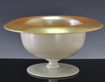 Dorflinger Gold Iridescent and Opaline Centerpiece Bowl