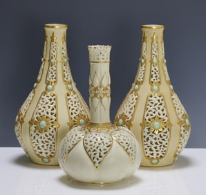 Grainger’s Worcester Porcelain Reticulated Vases