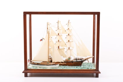 Model Ship Diorama, "Harry" and Companion Barque