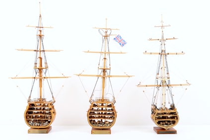 Wooden Sectional Ship Models: H.M.S. Victory and U.S.S. Constitution