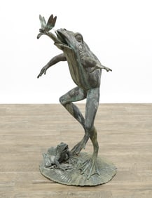 Verdigris Bronze Frog Fountain