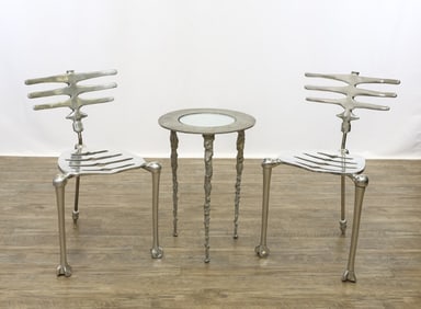 Michael Aram Skeleton Chairs and Lava Table