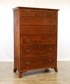 Pennsylvania Hepplewhite Inlaid Tall Chest