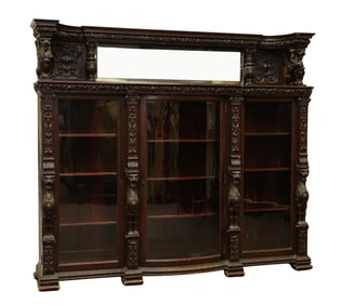 R.J. Horner Carved Mahogany Griffin Bookcase