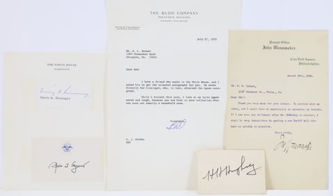 Autographs of Henry Kissinger, Hubert H. Humphrey and John Wanamaker