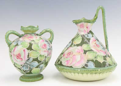 Nippon Porcelain Vase & Ewer