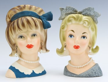 Enesco & Relpo Lady Head Vases