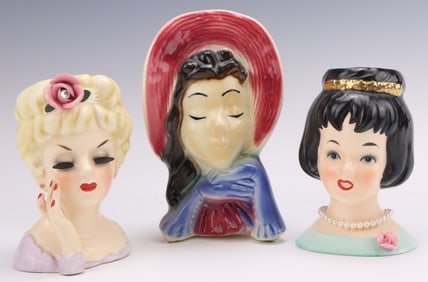 Inarco & Royal Copley Lady Head Vases